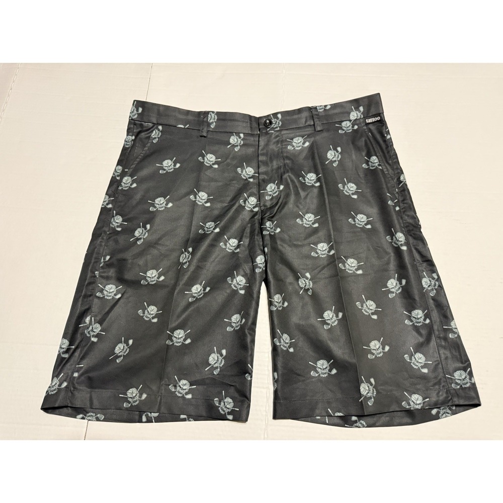Tattoo Golf Shorts Skull Print Men Size‎ 36  Golfcore  Rock Punk
